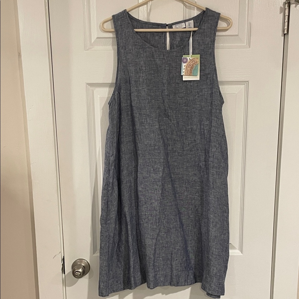 Sigrid Olsen Linen Blue Midi Dress